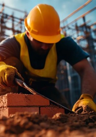 Brick wall construction and masonry work